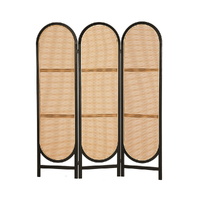 3 Panel Room Divider Screen 151x180cm Rattan Brown