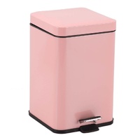 Foot Pedal Stainless Steel Rubbish Recycling Garbage Waste Trash Bin Square 6L Pink