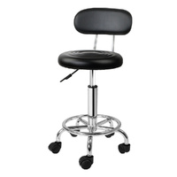 Salon Stool Swivel Chair Backrest Black