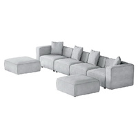 Modular Sofa Chaise Set 6-Seater Grey