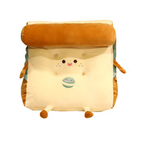 Cute Face Toast Bread Wedge Cushion Stuffed Plush Cartoon Back Support Pillow Home Decor