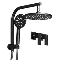 9'' Rain Shower Head Set Handheld Round High Pressure Twins Tap Black