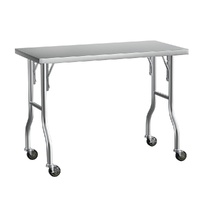 Stainless Steel Kitchen Benches Work Bench Wheels 122X61CM 430