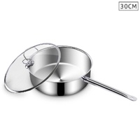 30cm Stainless Steel Saucepan Sauce pan with Glass Lid and Helper Handle Triple Ply Base Cookware