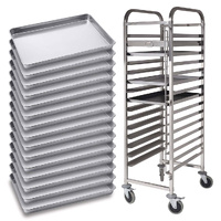 Gastronorm Trolley 15 Tier Stainless Steel with Aluminum Baking Pan Cooking Tray for Bakers