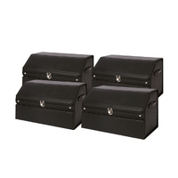 4X 56cm Leather Car Boot Collapsible Foldable Trunk Cargo Organizer Portable Storage Box with Lock Black