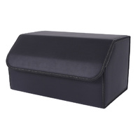 Leather Car Boot Collapsible Foldable Trunk Cargo Organizer Portable Storage Box Black Large