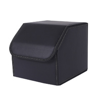 Leather Car Boot Collapsible Foldable Trunk Cargo Organizer Portable Storage Box Black Small