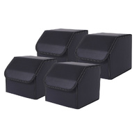 4X Leather Car Boot Collapsible Foldable Trunk Cargo Organizer Portable Storage Box Black Small