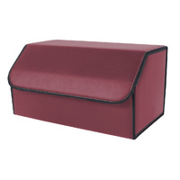 Leather Car Boot Collapsible Foldable Trunk Cargo Organizer Portable Storage Box Red Large