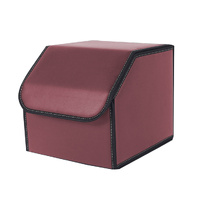 Leather Car Boot Collapsible Foldable Trunk Cargo Organizer Portable Storage Box Red Small