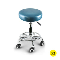  2x Barstool Swivel Salon Hairdressing Teal