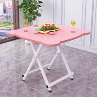 Pink Minimalist Cat Ear Folding Table Indoor Outdoor Portable Stall Desk Home Decor