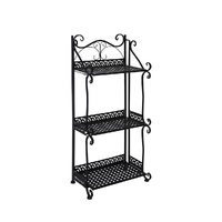  Plant Stand 3 Tiers Outdoor Indoor Black