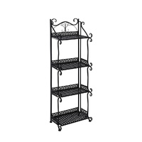  Plant Stand 4 Tiers Outdoor Indoor Black