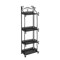  Plant Stand 4 Tiers Outdoor Indoor Black