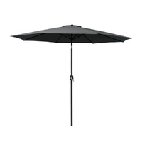 2.7m Outdoor Umbrella w/Base Pole Stand Garden Beach Black