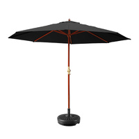 3m Outdoor Umbrella w/Base Pole Umbrellas Garden Sun Stand Deck Black