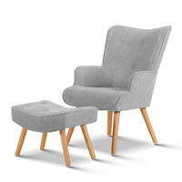 Armchair and Ottoman - Light Grey