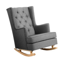 Rocking Chair Armchair Linen Fabric Grey Gaia