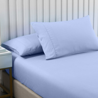 2000TC 3 Piece Fitted Sheet and Pillowcase Set Bamboo Cooling - King - Light Blue