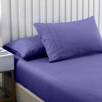 2000TC 3 Piece Fitted Sheet and Pillowcase Set Bamboo Cooling - King - Royal Blue