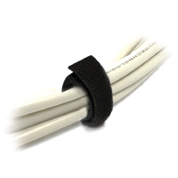 8WARE 25m x 12mm Wide Velcro Cable Tie Hook & Loop Continuous Double Sided Self Adhesive Fastener Sticky Tape Roll Black