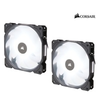 CORSAIR Air Flow 140mm Fan Low Noise Edition / White LED 3 PIN - Hydraulic Bearing, 1.43mm H2O. Superior cooling performance. TWIN Pack!