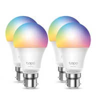 TP-LINK Tapo L530B(4-Pack) Smart Wi-Fi Light Bulb, Multicolor, Bayonet Fitting, No Hub Required, Voice Control, 60W