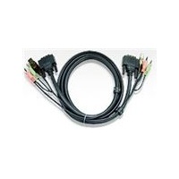 1.8m DVI-D Single Link Male to Male with USB Type A Male to Type B Female, 3.5mm Stereo Audio & Mic Cable