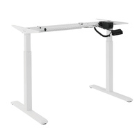 BRATECK 2-Stage Single Motor Electric Sit-Stand Desk Frame with button Control Panel-White Colour (FRAME ONLY); Requires TP18075 for the Board