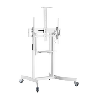 BRATECK Deluxe Motorized Large TV Cart with Tilt, Equipment Shelf and Camera Mount Fit 55'-100' Up to 120Kg - White