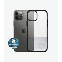 PANZER GLASS Clear Case for Apple iPhone 12 Pro-Black Frame-Slim Fashionable Design, Slightly Swelling Bumpers in all Corners, Enhance Protection