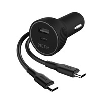 FORCE TECHNOLOGY 57W Dual Port Car Charger with Type-C to Type-C Cable- Black EFPC57U932BLA, Ultra fast charge to any PD-enabled device, sleek and com