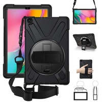 XTREME Black Case for Samsung Galaxy Tab A7 - Shockproof, Dustproof, 360 Rotatable Hand Strap, 3 Layers Heavy Duty Protection