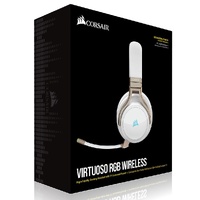 CORSAIR Virtuoso Wireless RGB Pearl 7.1 Headset. High Fidelity Ultra Comfort, supports USB and 3.5mm Gaming Headset