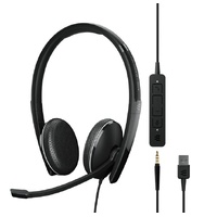 SENNHEISER | Sennheiser ADAPT 165 USB II On-ear, double-sided USB-A headset,3.5 mm jack and detachable USB cable with in-line call control, optimised 