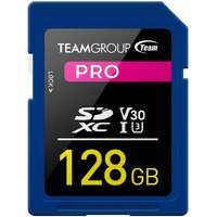 TEAMGROUP PRO 128GB UHS-I/U3 SDXC Memory Card U3 V30 4K UHD Read Speed up to 100MB/s