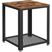 Dolton 2-Tier Side Table with Storage Shelf with Metal Frame Rustic Brown