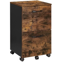 File Cabinet with 2 Drawers Industrial Style for A4 Rustic Brown and Black