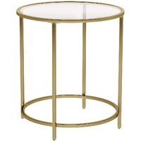 Bannaby Gold Round Side Table with Golden Metal Frame Robust and Stable