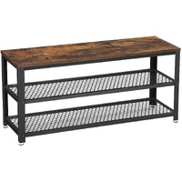 Shoe Rack with 2 Shelves 100 x 30 x 45 cm Rustic Brown and Black