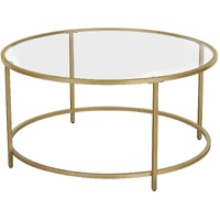 Gold Glass Table with Golden Iron Frame Stable and Robust Tempered Glass