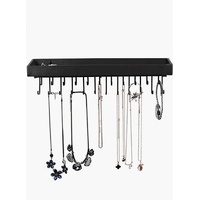 Wall Mount Hanging Jewellery Organiser Holder with 23 Hooks (Black)