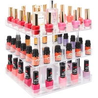 3 Tier 360 Rotating Display Rack Organizer Stand for Clear Nail Polish and Makeup Cosmetics with Acrylic Guard