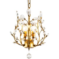 Crystal Chandelier Vintage, 3 Lights, Gold