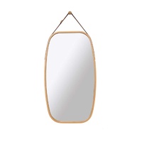 Hanging Full Length Wall Mirror - Solid Bamboo Frame and Adjustable Leather Strap for Bathroom and Bedroom