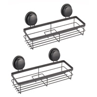 2 Pack Rectangular Corner Shower Caddy Shelf Basket Rack with Premium Vacuum Suction Cup No-Drilling for Bathroom and Kitchen