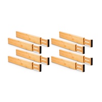 8 Pack Bamboo Adjustable Kitchen Drawer Dividers (Large, 44-55 cm)