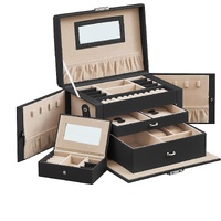 Jewelry Box 3 Layers Organizer Lockable Storage